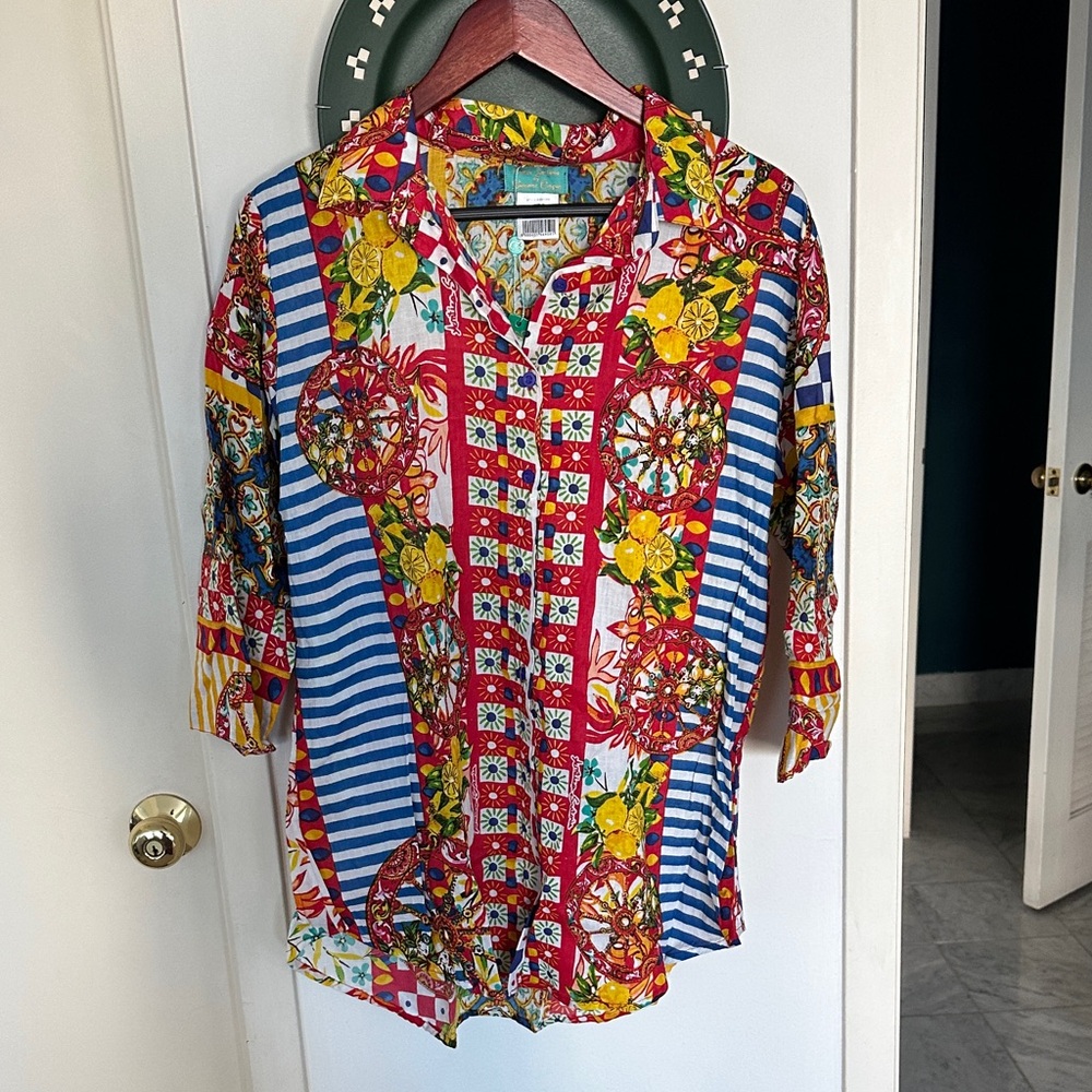 Colorful Patterned Button-Up Shirt